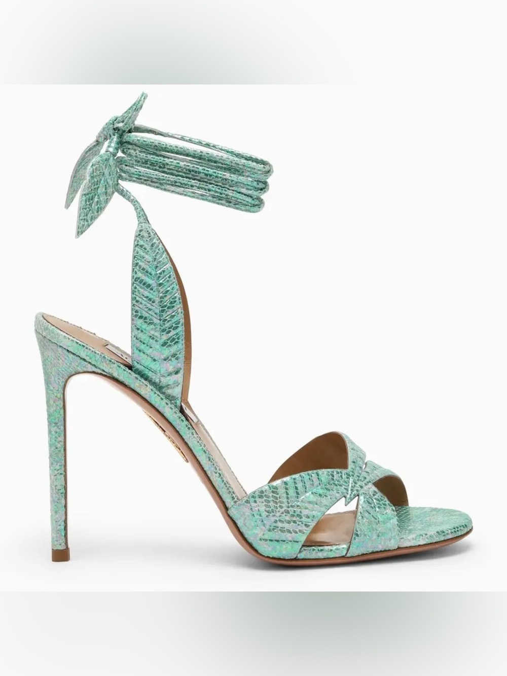 Like new Aquazzura 105mm leaf-detail ankle-tie sandals $1,095 38